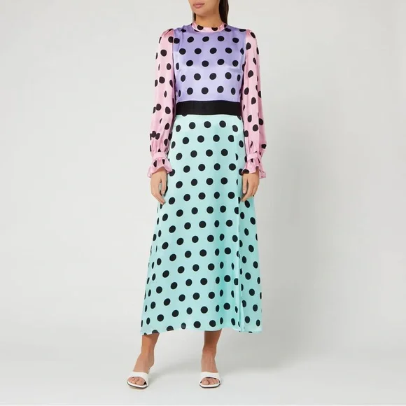 Olivia Rubin Marley Dress Silk Polka Dot Long Sleeve - Picture 3 of 13